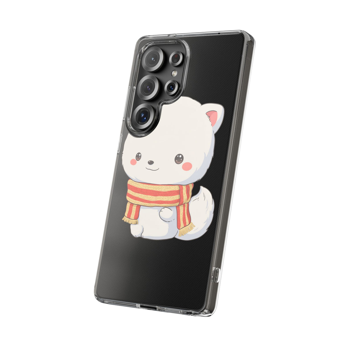 Kawaii Arctic Fox Phone Case, Cozy Christmas Scarf