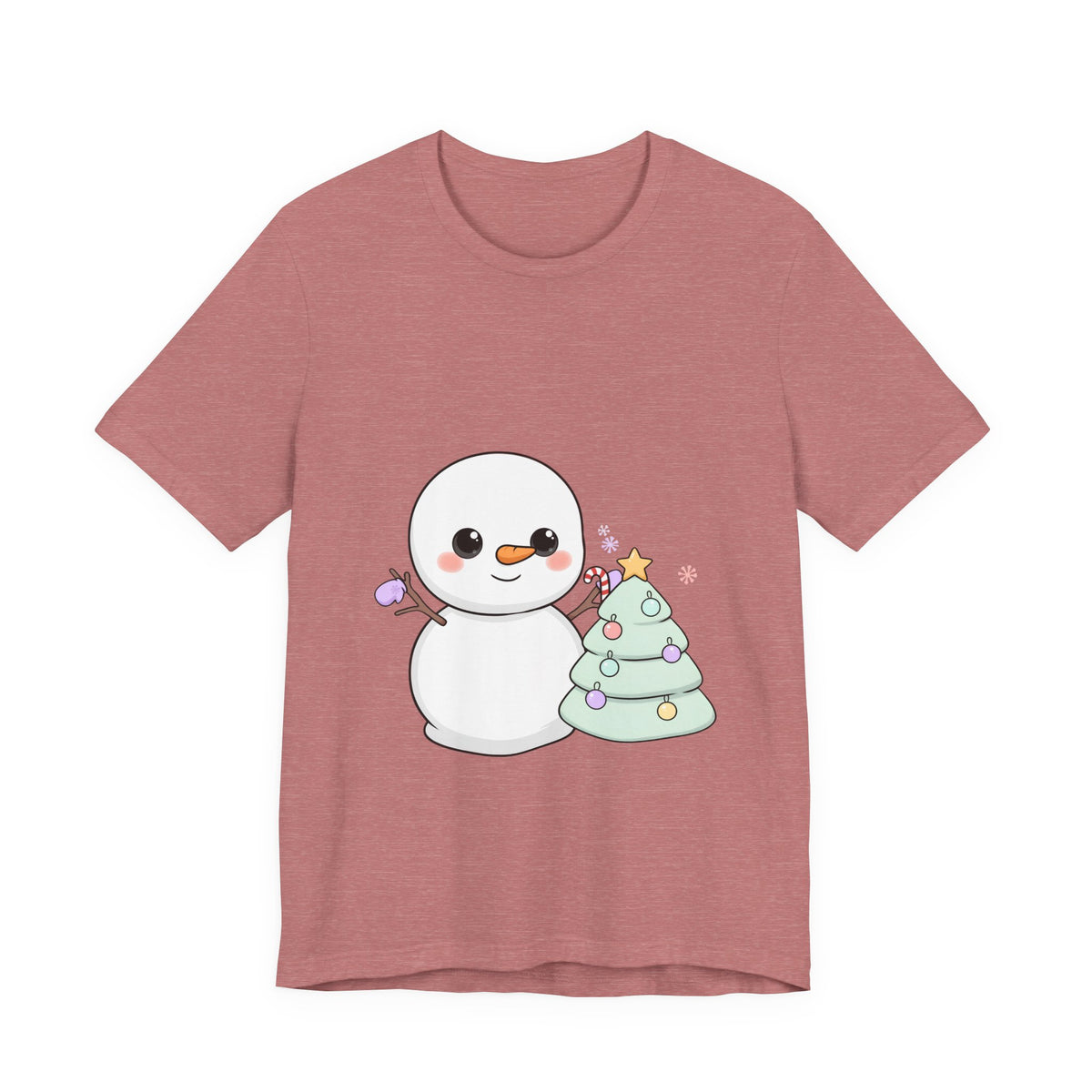 Kawaii Snowman Christmas T-Shirt for Festive Outfits