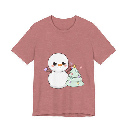 Kawaii Snowman Christmas T-Shirt for Festive Outfits