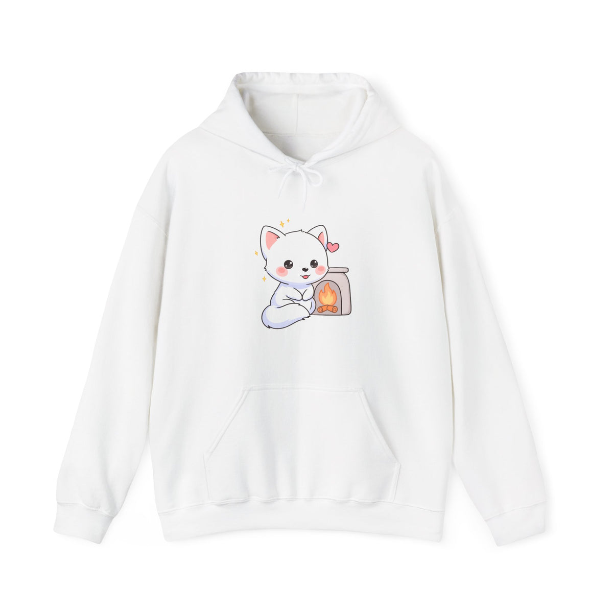 Kawaii Arctic Fox Hoodie for Cozy Fireplace Evenings