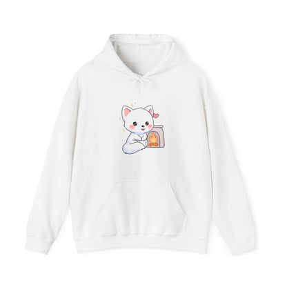 Kawaii Arctic Fox Hoodie for Cozy Fireplace Evenings