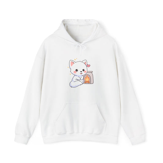Kawaii Arctic Fox Hoodie for Cozy Fireplace Evenings