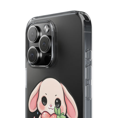 Kawaii Bunny Strawberry Phone Case, Clear Impact-Resistant