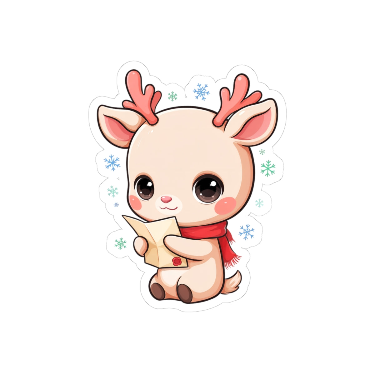 Kawaii Reindeer Christmas Sticker for Holiday Journals