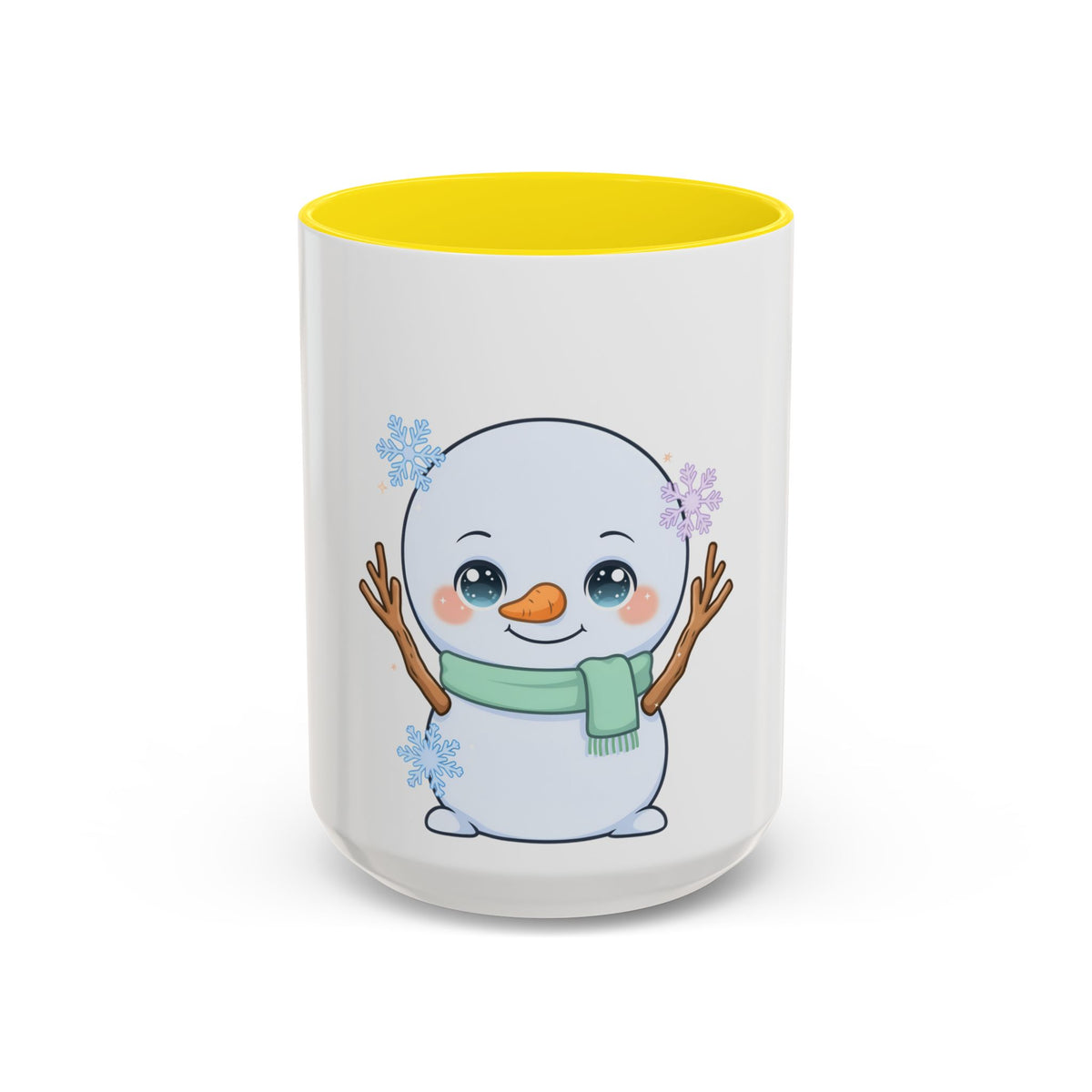 Kawaii Snowman Accent Coffee Mug for Winter Fans