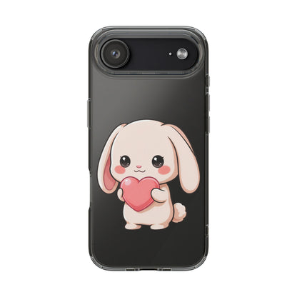 Kawaii Bunny Clear Phone Case with Heart