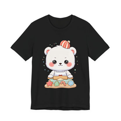 Christmas Cookie Baking Polar Bear Tee, Kawaii Holiday Shirt