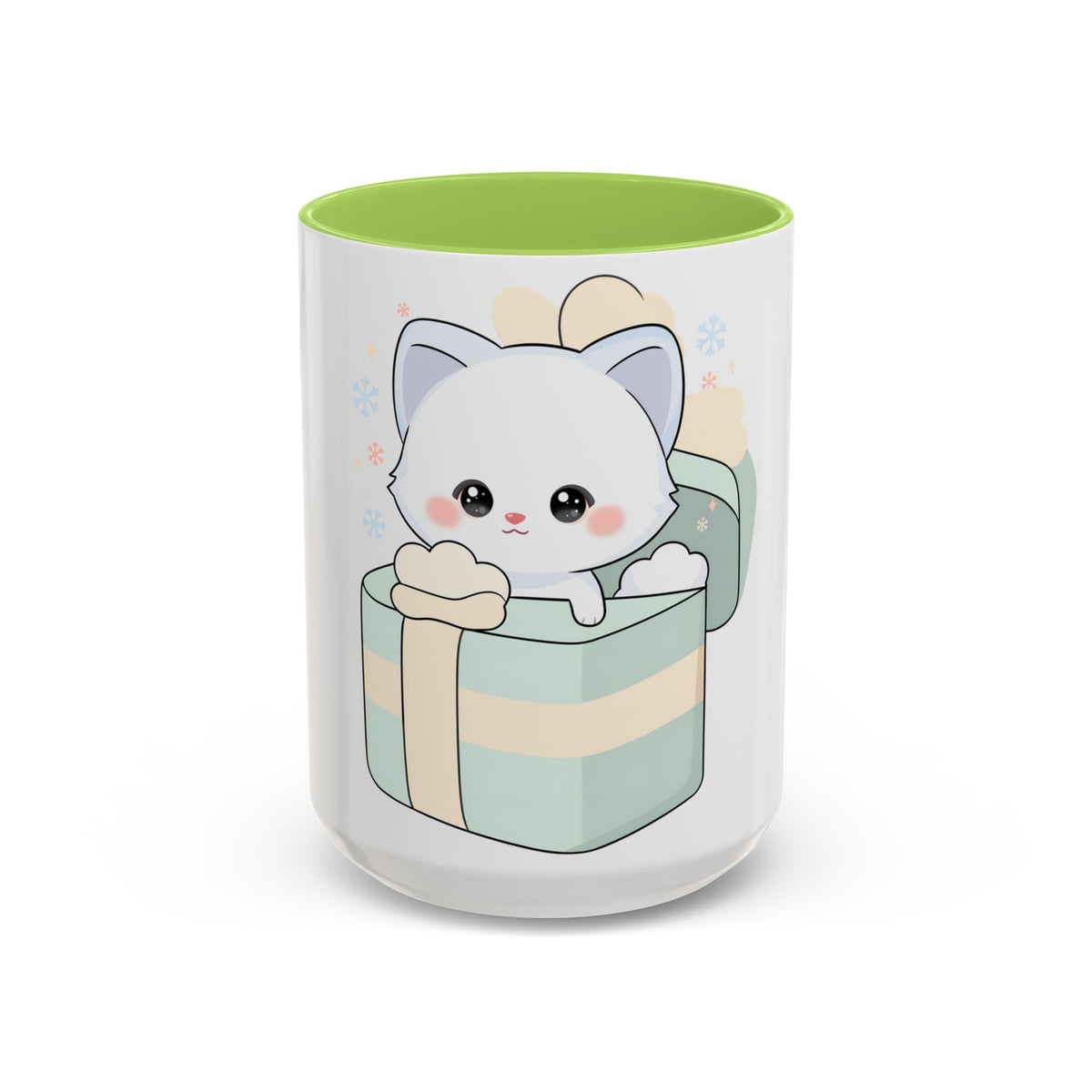 Kawaii Arctic Fox Mug, Cute Gift Box Accent Coffee Mug