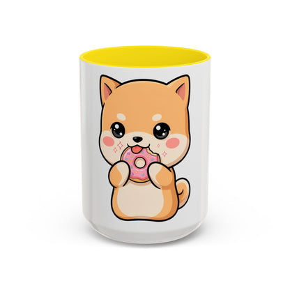 Shiba Inu Donut Mug, Kawaii Accent Coffee Mug