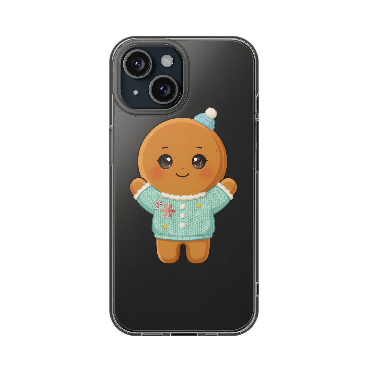 Kawaii Gingerbread Phone Case, Cute Christmas Sweater Cookie