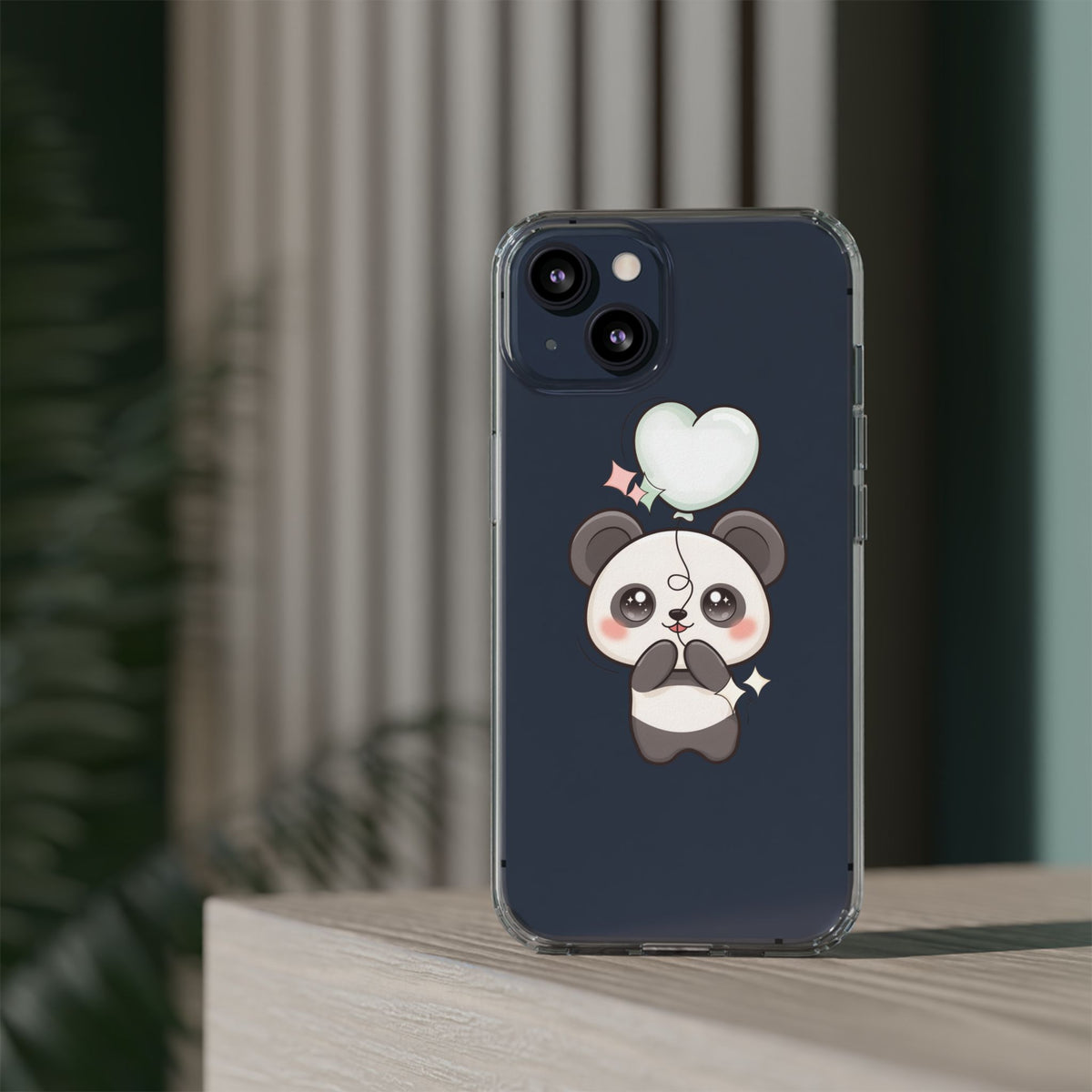 Kawaii Panda Clear Phone Case with Balloon