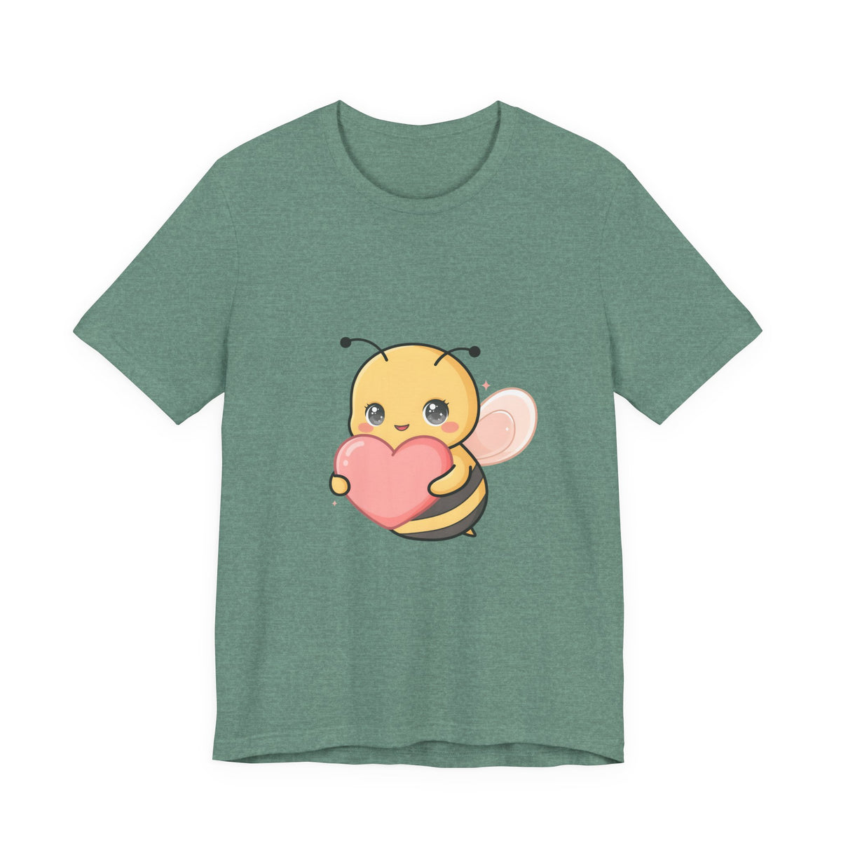 Kawaii Bee T-Shirt: Sweet Heart-Loving Unisex Tee
