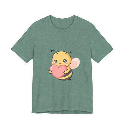 Kawaii Bee T-Shirt: Sweet Heart-Loving Unisex Tee