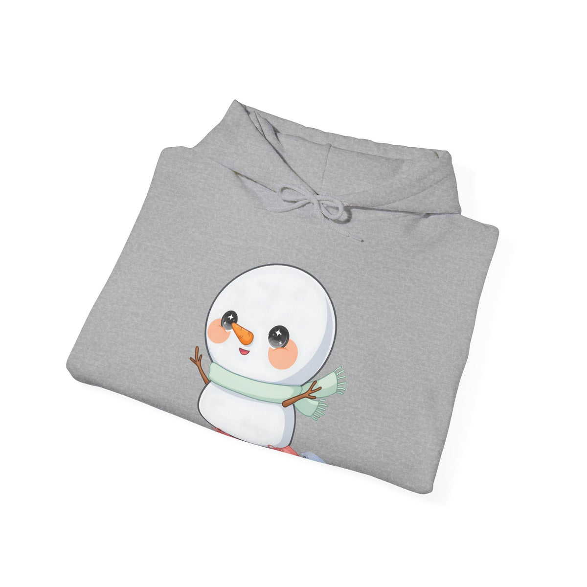 Kawaii Snowman Hoodie, Cute Ice Skating Winter Sweatshirt