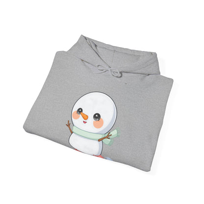 Kawaii Snowman Hoodie, Cute Ice Skating Winter Sweatshirt