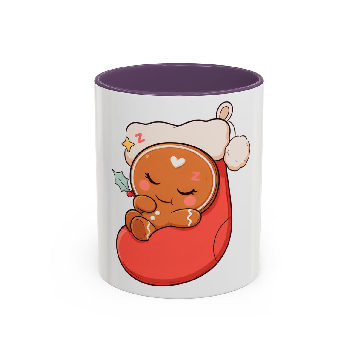Christmas Gingerbread Mug: Sleepy Stocking Accent Coffee Mug