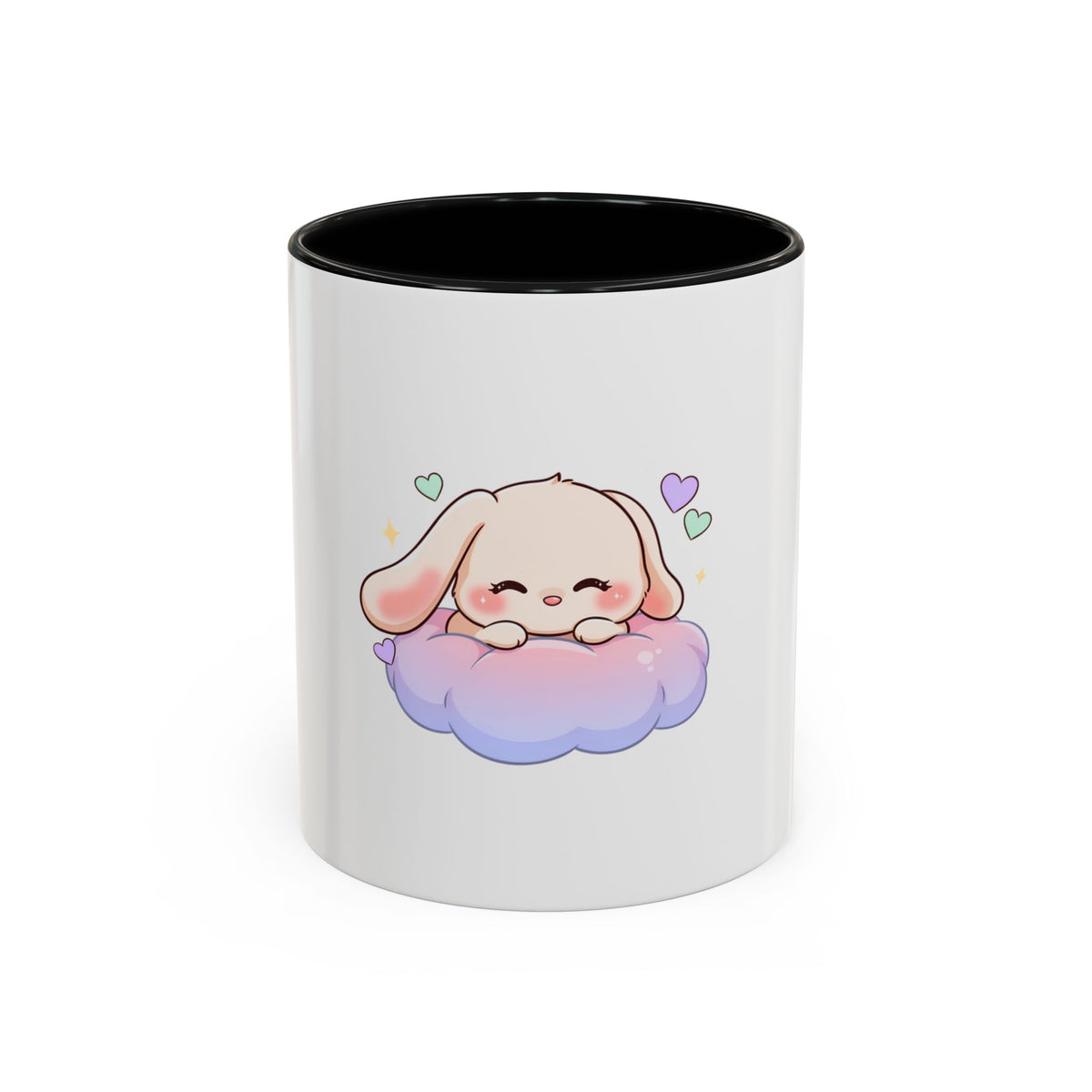 Kawaii Bunny Accent Coffee Mug, Dreamy Cute Animal Gift