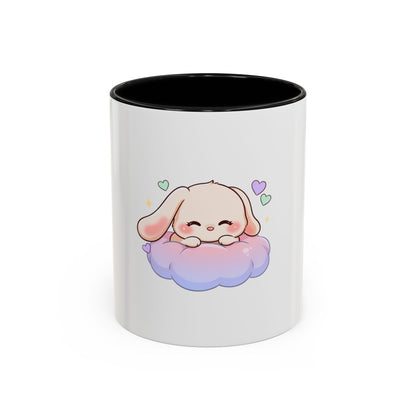 Kawaii Bunny Accent Coffee Mug, Dreamy Cute Animal Gift