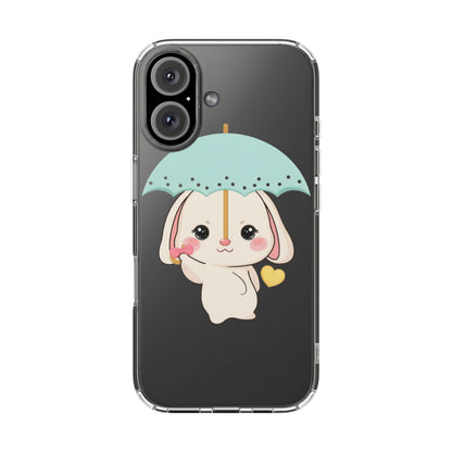 Kawaii Bunny Phone Case with Umbrella | Cute Clear Case