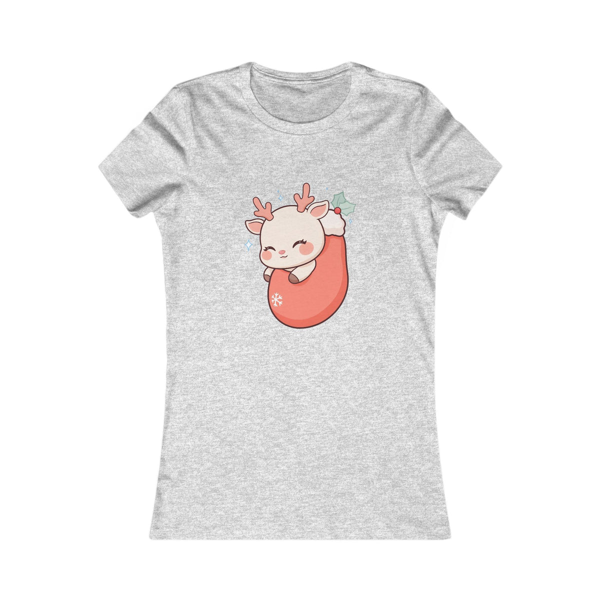 Kawaii Christmas Reindeer Women's Tee for Cozy Holiday Outfits