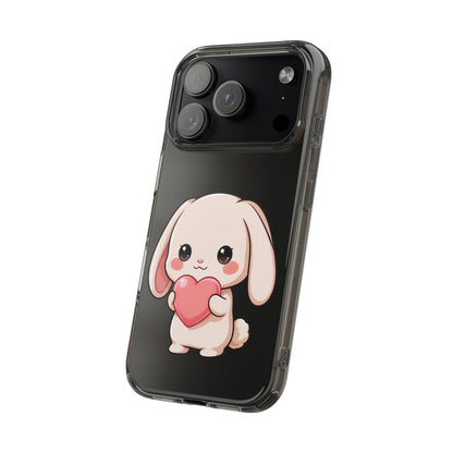 Kawaii Bunny Clear Phone Case with Heart