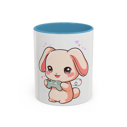 Gamer Bunny Accent Coffee Mug for Kawaii Game Lovers