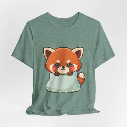 Kawaii Red Panda T-Shirt, Cozy Blanket Chibi Animal Tee