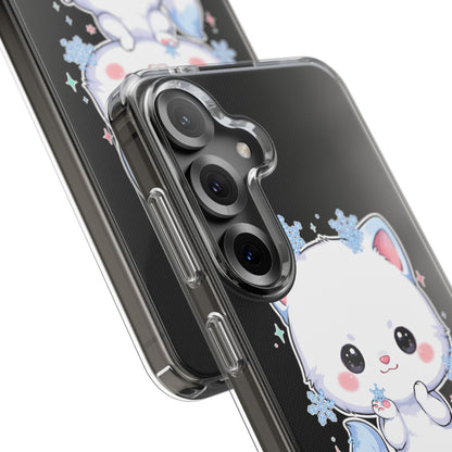 Kawaii Arctic Fox Phone Case, Cute Snowflake Clear Case