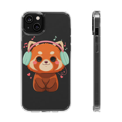 Red Panda Phone Case, Kawaii Music Lover Clear Case