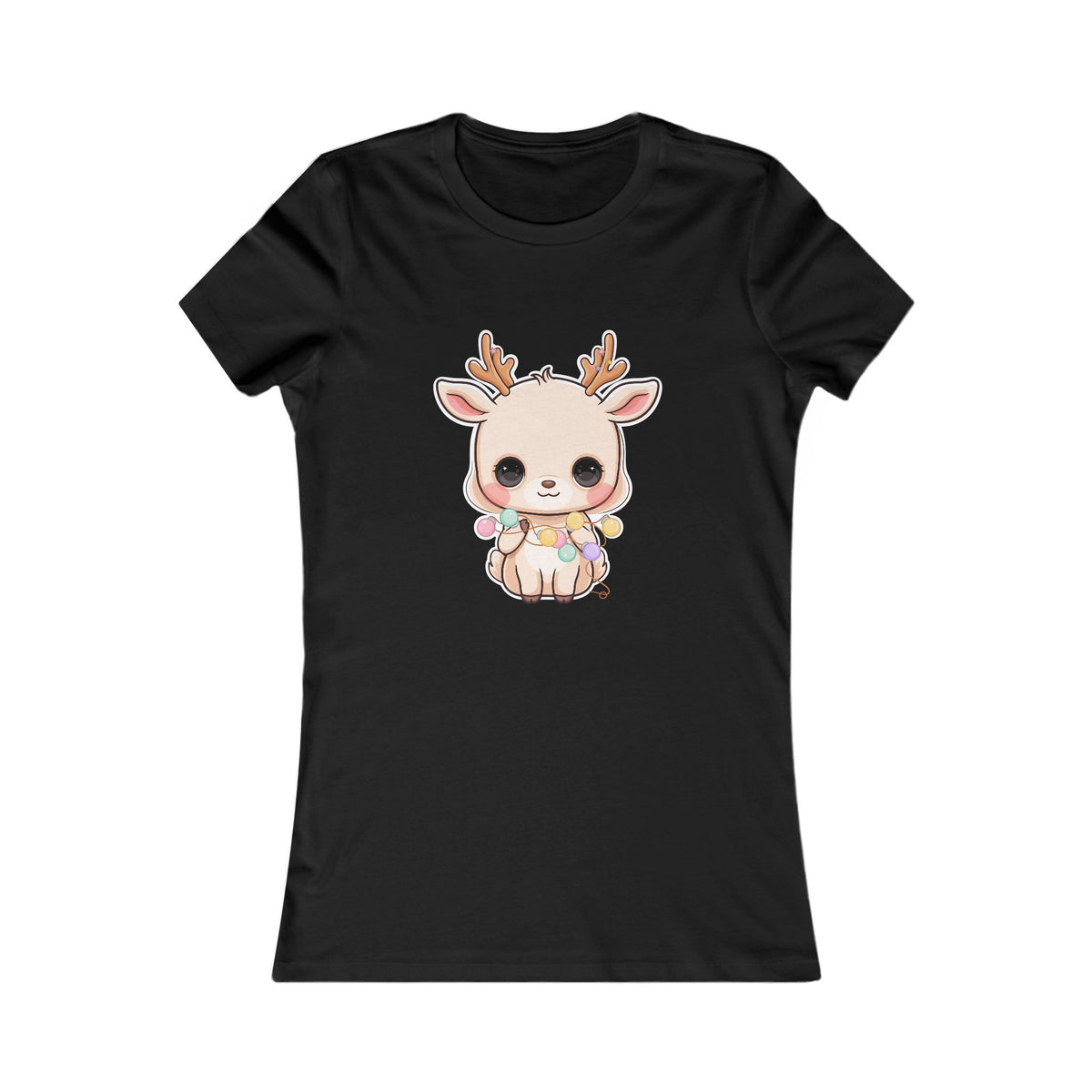 Kawaii Reindeer Christmas T-Shirt for Women