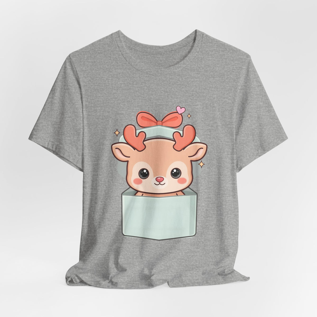 Kawaii Reindeer T-Shirt – Cute Gift Box Christmas Tee
