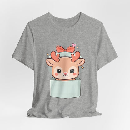 Kawaii Reindeer T-Shirt – Cute Gift Box Christmas Tee