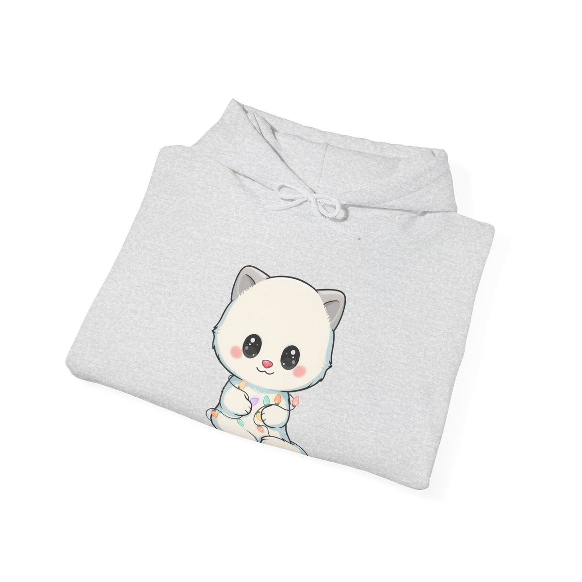Kawaii Arctic Fox Hoodie with Fairy Lights