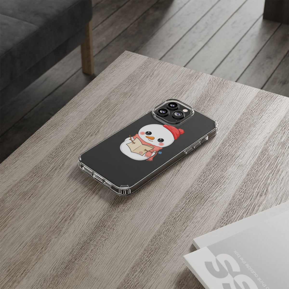 Kawaii Snowman Phone Case Reading to Santa