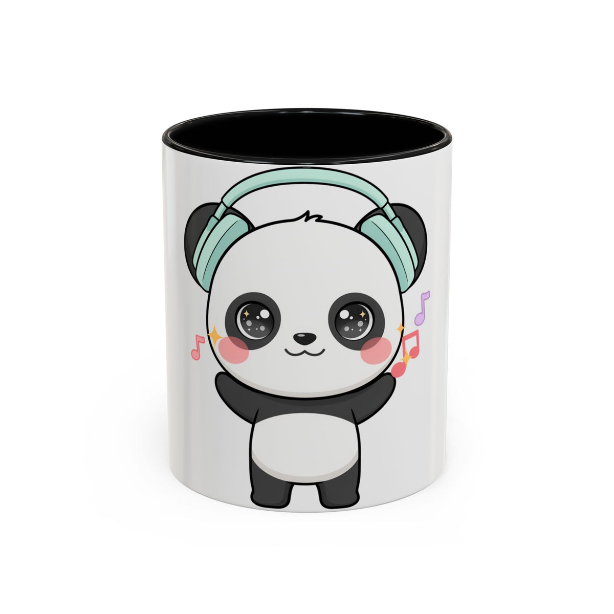 Kawaii Panda Music Mug, Colorful Accent Coffee Mug