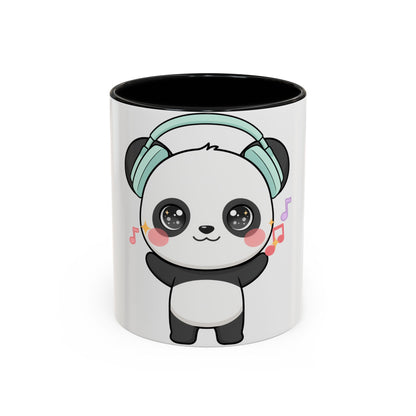 Kawaii Panda Music Mug, Colorful Accent Coffee Mug