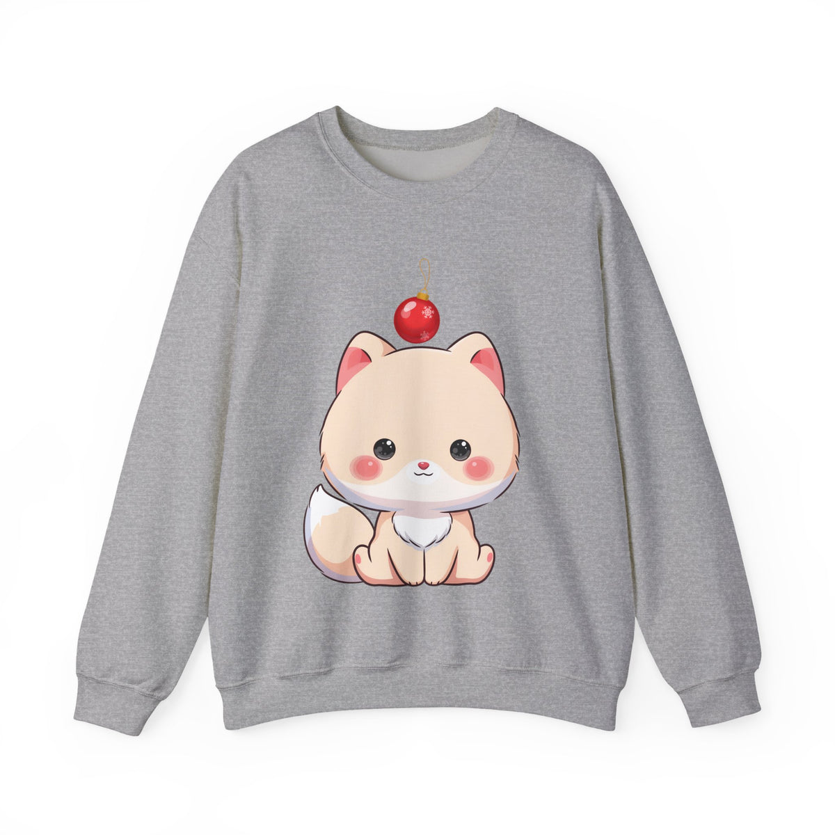 Kawaii Arctic Fox Christmas Sweatshirt, Cute Holiday Crewneck