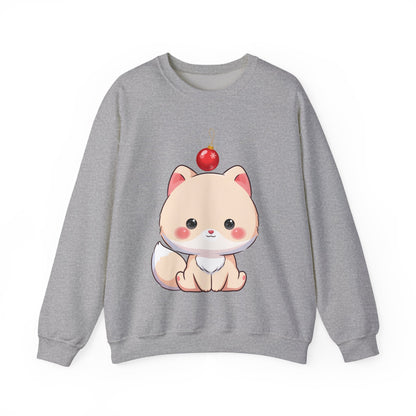 Kawaii Arctic Fox Christmas Sweatshirt, Cute Holiday Crewneck