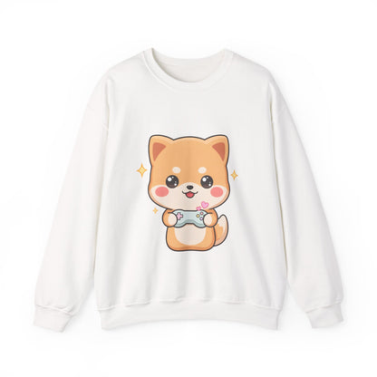 Kawaii Gamer Shiba Inu Sweatshirt for Cozy Gaming Days