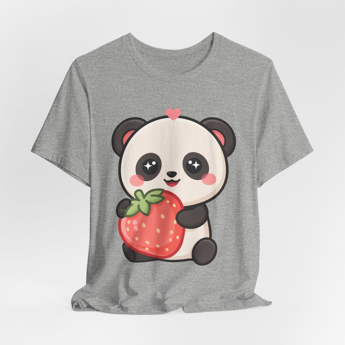 Kawaii Panda Strawberry T-Shirt – Sweet Chibi Animal Tee