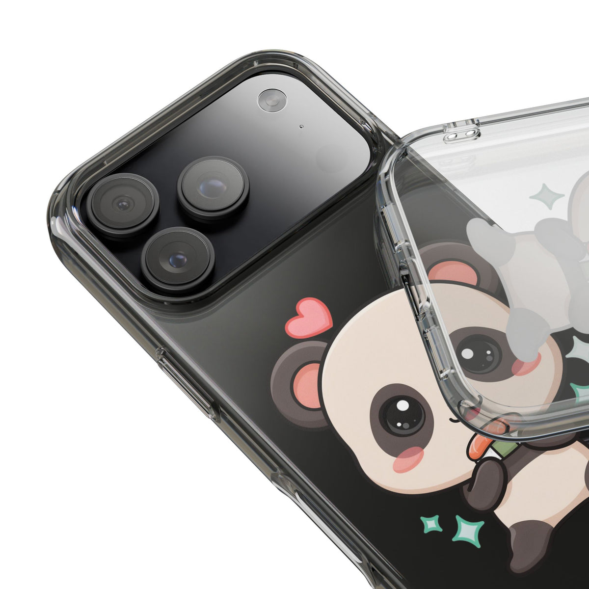 Kawaii Panda Sushi Phone Case, Clear Impact-Resistant Case