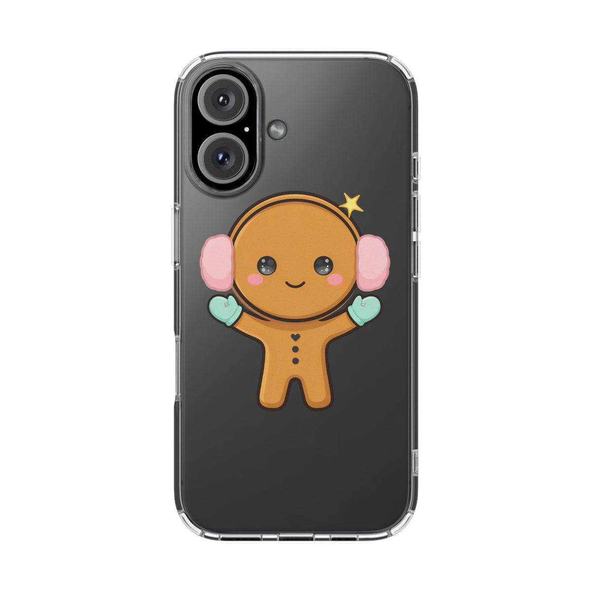 Kawaii Gingerbread Phone Case, Cute Winter Character