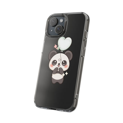Kawaii Panda Clear Phone Case with Balloon
