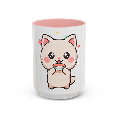 Kawaii Cat Sushi Mug, Cute Accent Coffee Mug