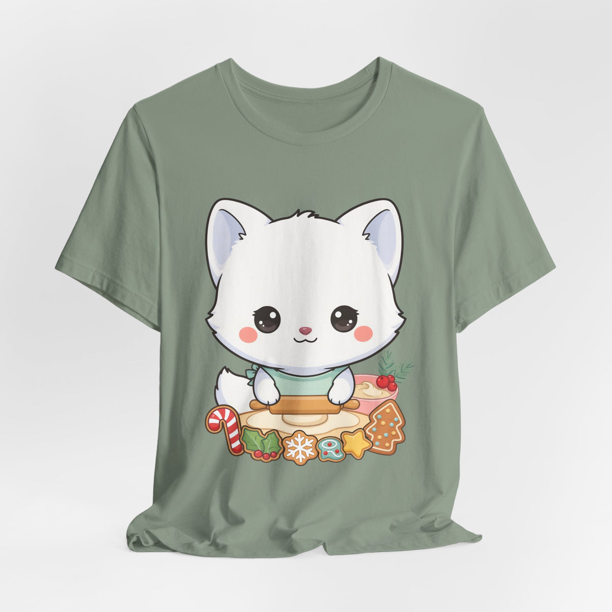 Kawaii Arctic Fox Christmas Baking T-Shirt