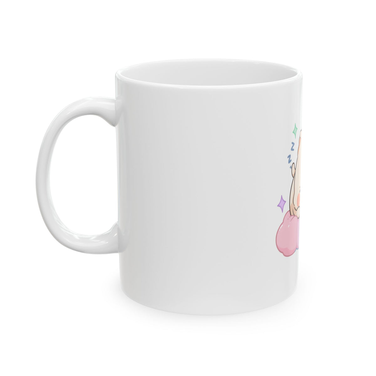 Kawaii Sleeping Cat Mug, Cute Cloud Cat Ceramic Cup