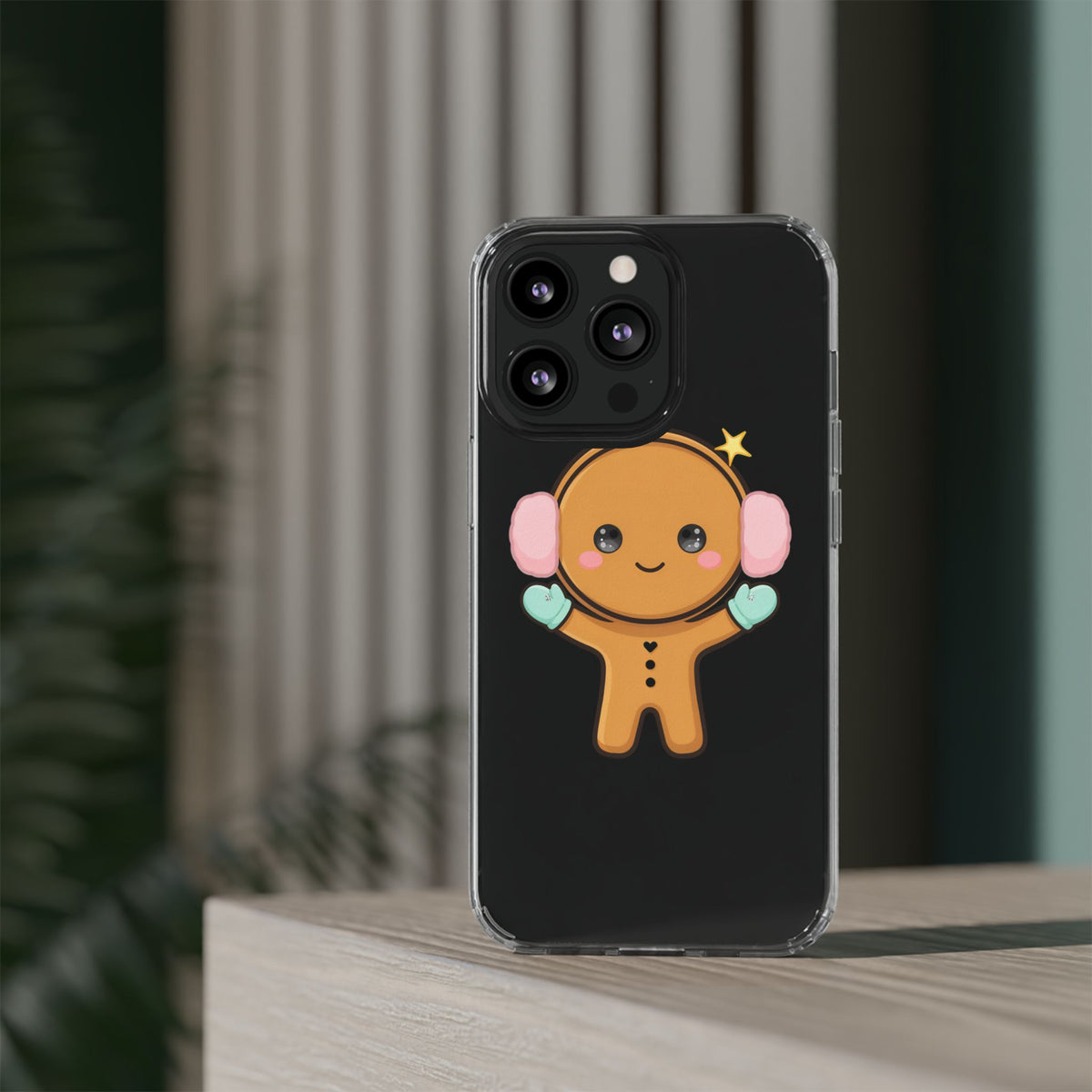 Kawaii Gingerbread Phone Case, Cute Winter Character