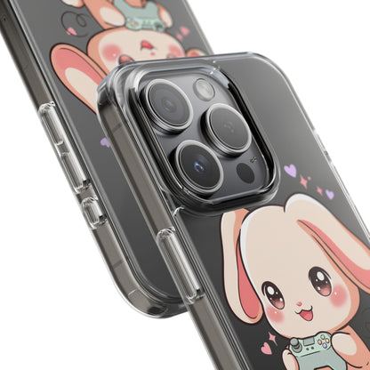Kawaii Bunny Gamer Clear Impact-Resistant Phone Case