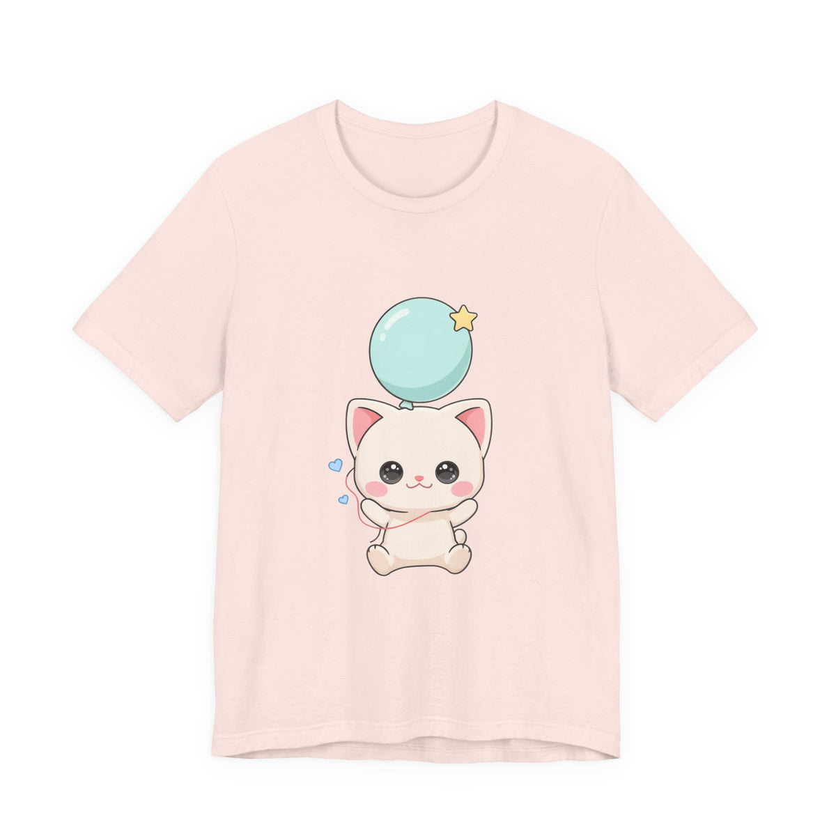 Kawaii Cat Balloon T-Shirt, Cute Chibi Kitty Tee