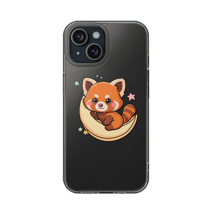 Red Panda Phone Case, Kawaii Moon Companion